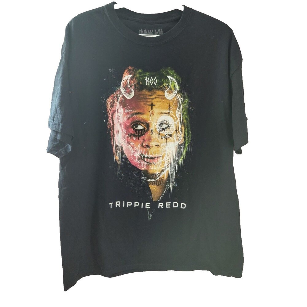 Trippie Redd T-Shirt Men's Size XL Black Horns 1400 Hip Hop Graphic Tee